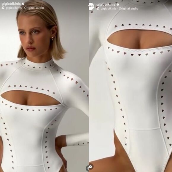 New Gigi C Laurel Surfsuit Cutout Long Sleeve Scuba One Piece - Picture 2 of 11